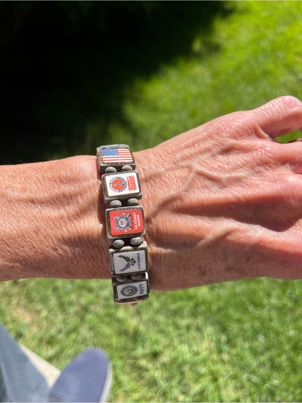 USA flag, First Responders, US military branches stretch bracelet.